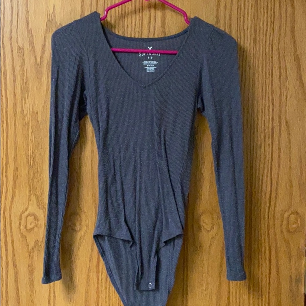 AE Bodysuit Ribbed Soft & Sexy Bodysuit LongSleeve